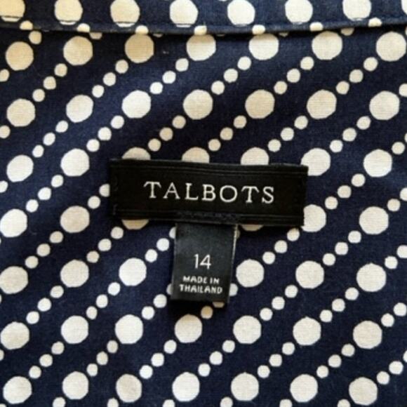 Talbots Button Up Shirt Women's 3/4 Sleeve Navy Print Size 14 - Picture 6 of 7